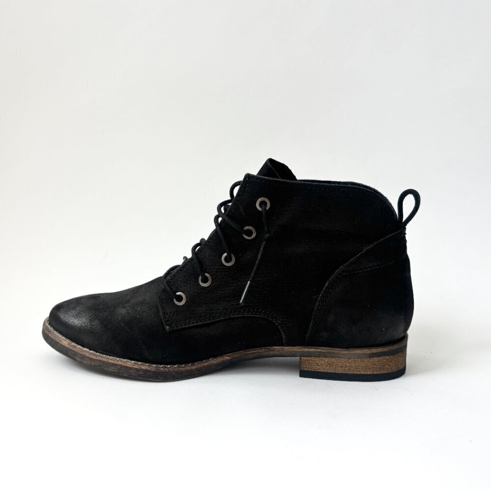 Black Diba Eli Genuine Black Suede Leather Combat Ankle Booties - sz 8 - Picture 8 of 15
